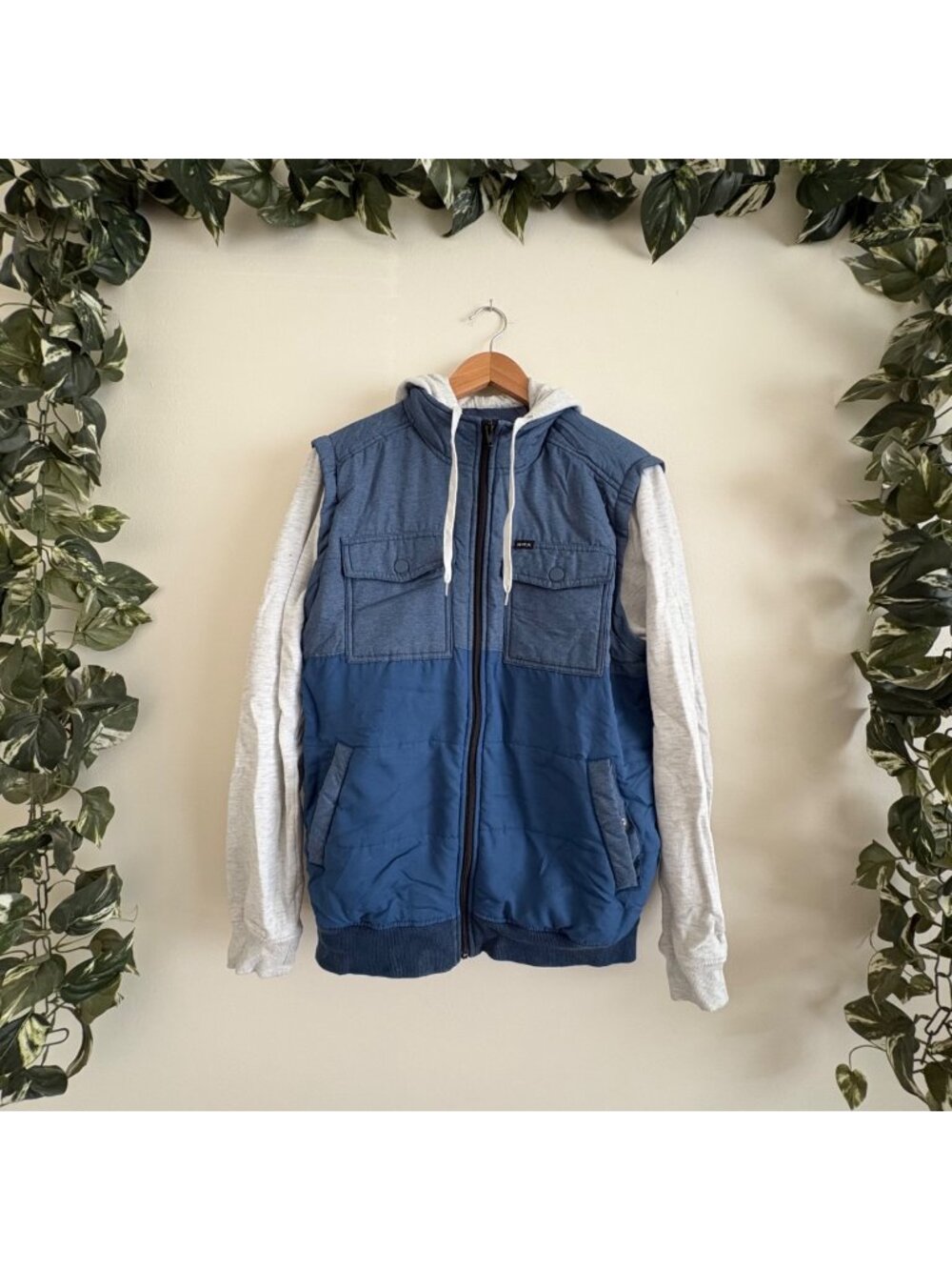RVCA Wayward Full Zip Puffer Quilted Jacket Blue Two Toned Men’s Size M